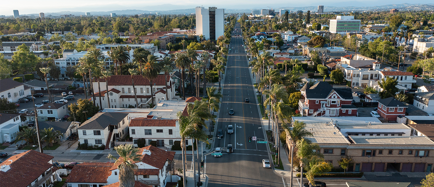 Aerial view of Santa Ana in Orange County California