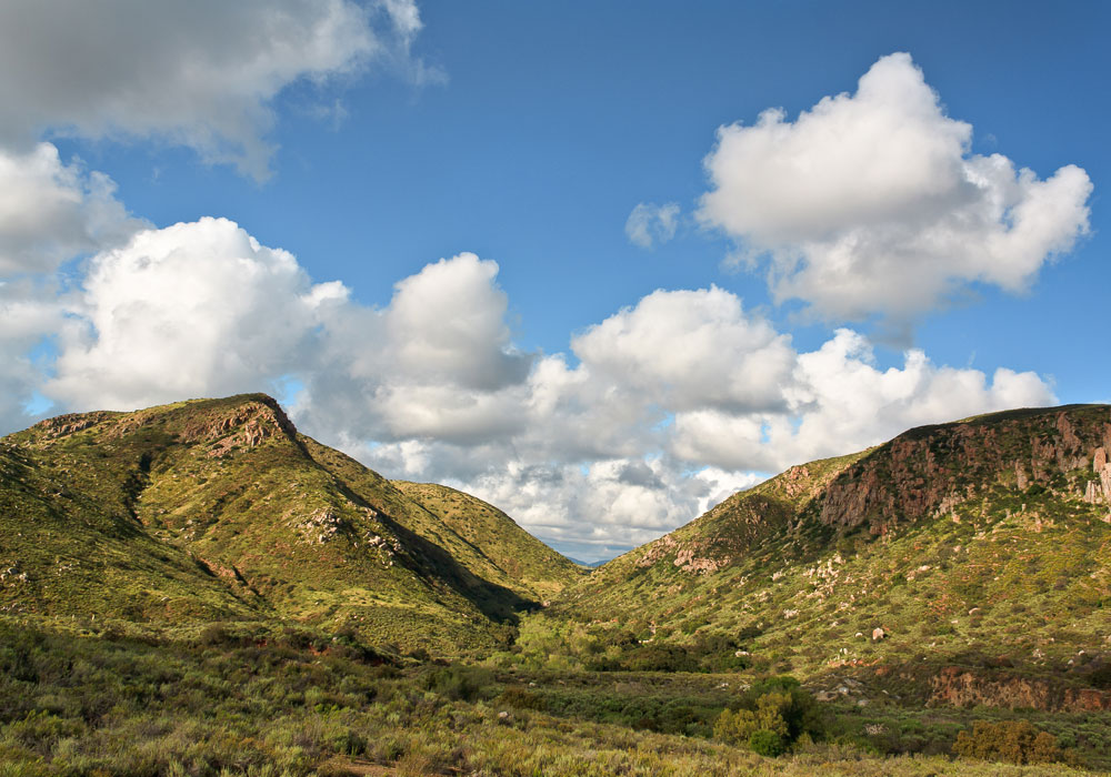 View of the hills while hiking in San Diego at Mission Trails Regional Park