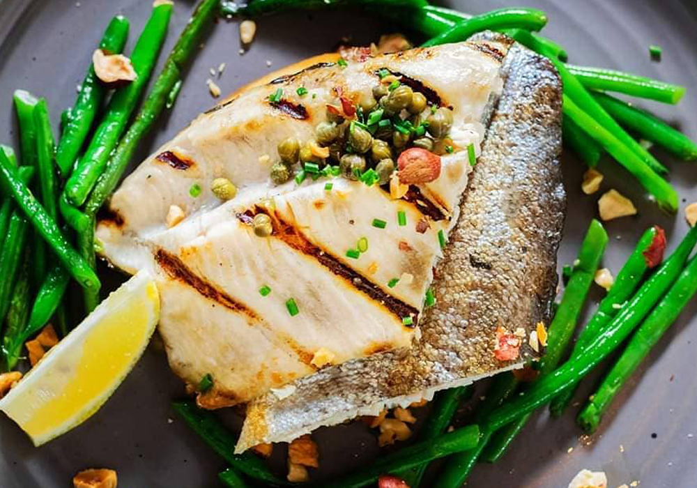 J. Nichols Kitchen's iconic Grilled Idaho Rainbow Trout in Marina del Rey.