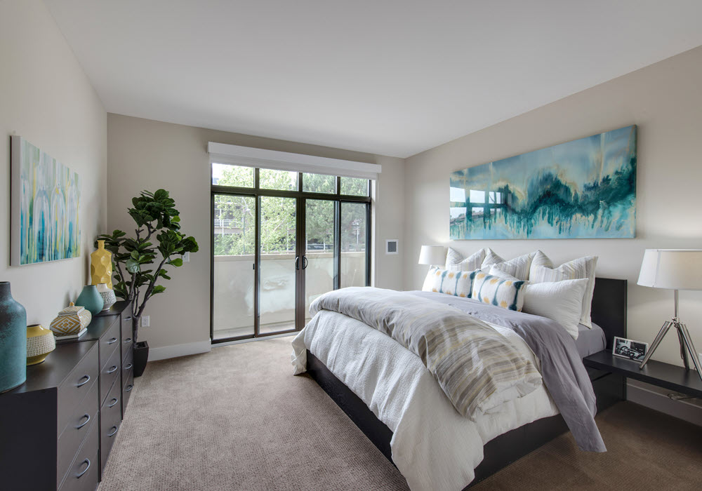 Agora at South Main's staged 1-bedroom apartment.