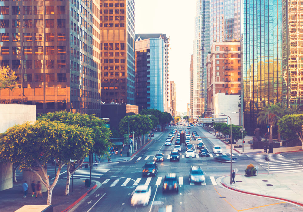 View of LA city street.